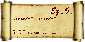 Sztahó Ildikó névjegykártya