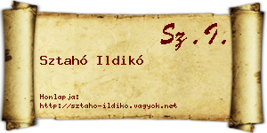 Sztahó Ildikó névjegykártya